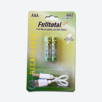 Pack 2 Pilas Recargables Fulltotal AAA 660MAH con Cable USB-C