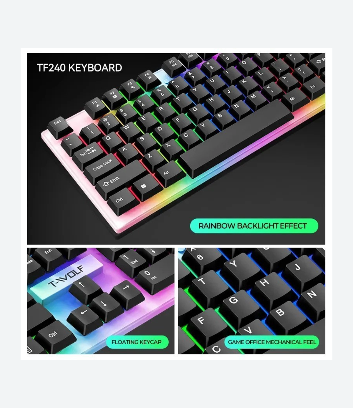 Kit Teclado+Mouse+Pad+Vincha Gamer TF-240 - Imagen 6