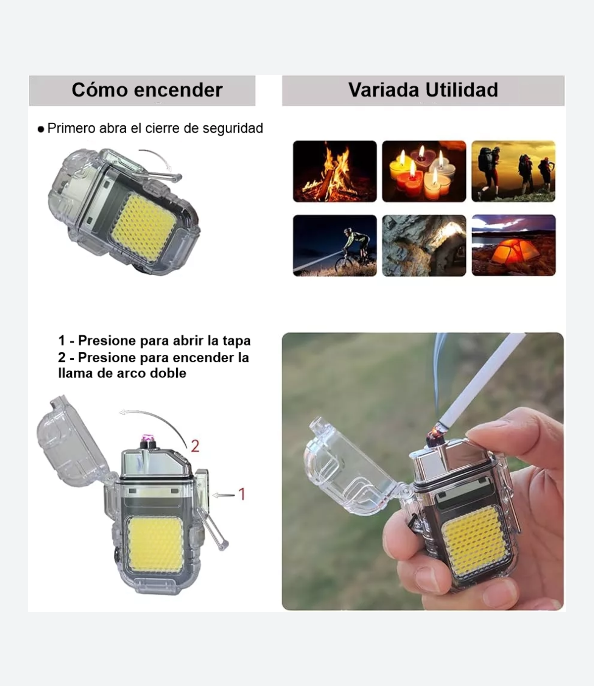 Mini Linterna Led (Cob) con Encendedor Usb Recargable KL-303 - Imagen 7