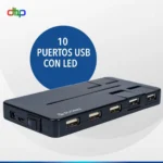 Hub Usb 2.0 10 Puertos Con Luz Led Soporta Hasta 1tb