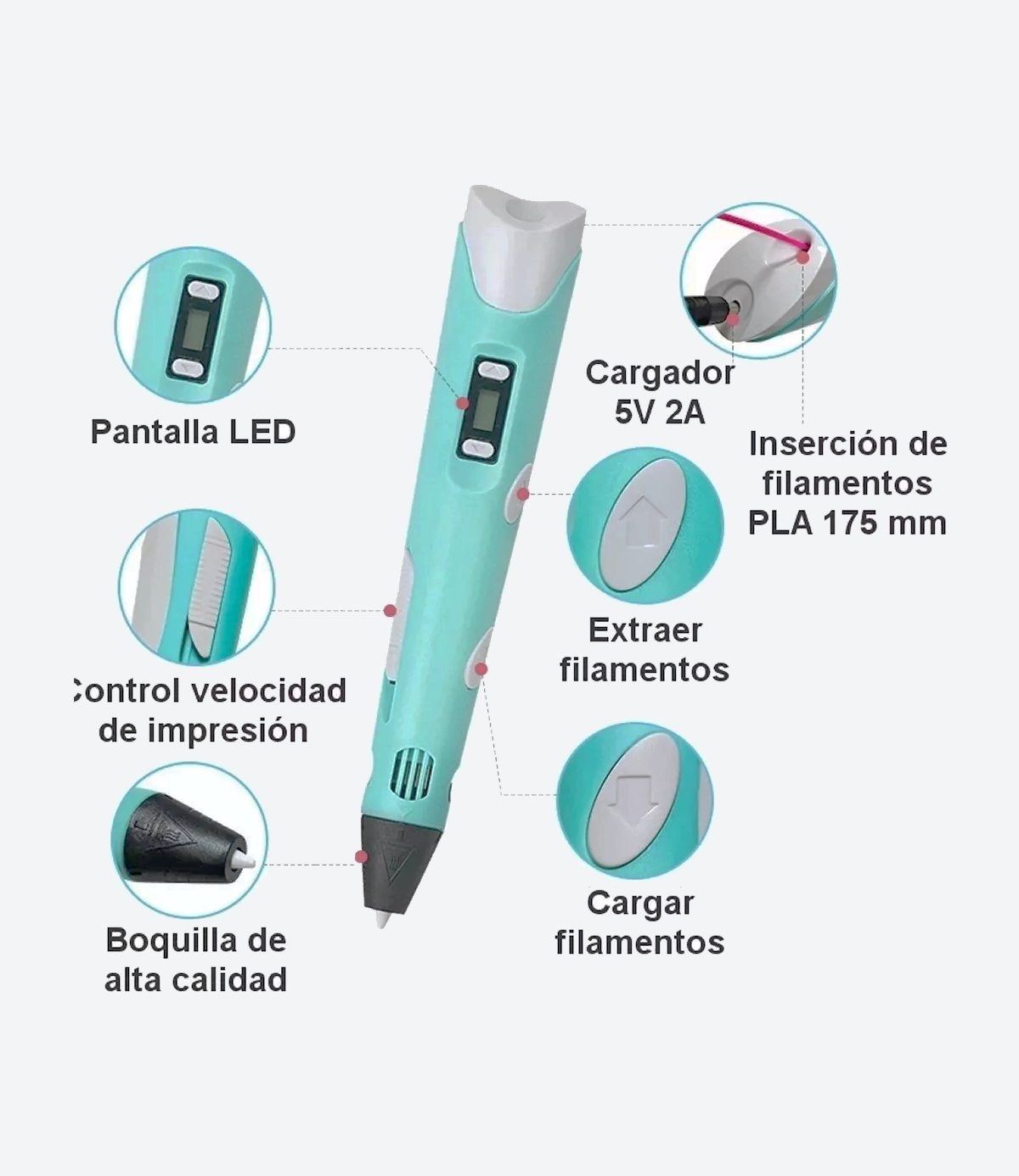 Lápiz 3D recargable con soporta lapicera 99301B - Imagen 3