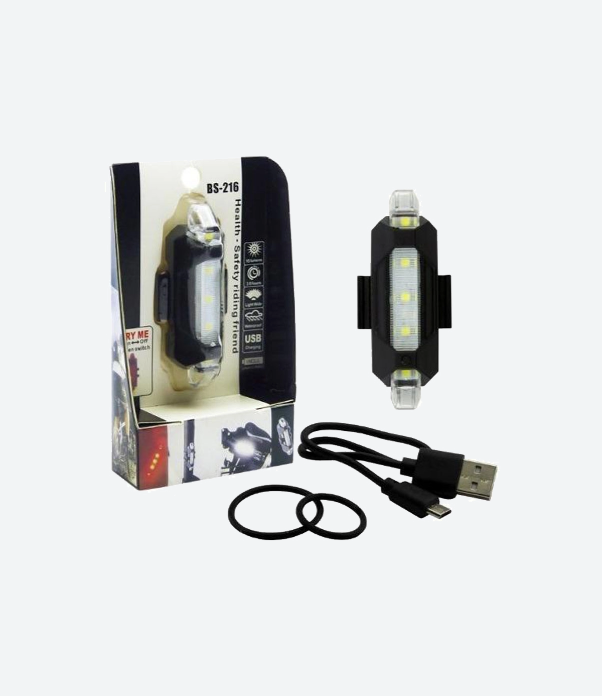 Luz Bicicleta Led Recargable USB Color Blanco - Imagen 4