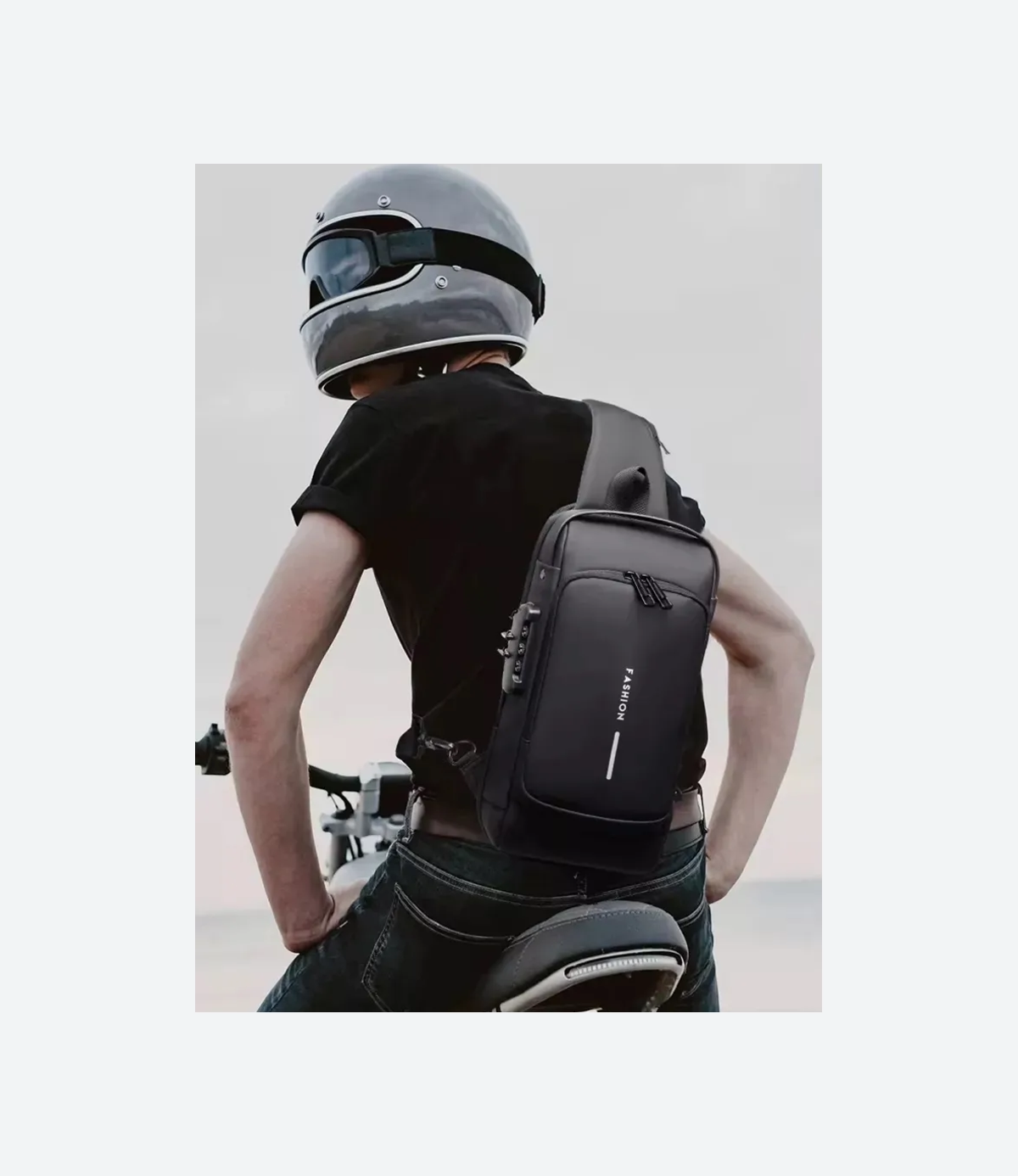 Mochila Cruzada Bandolera Impermeable Antirrobo Fashion Color Negro - Imagen 8