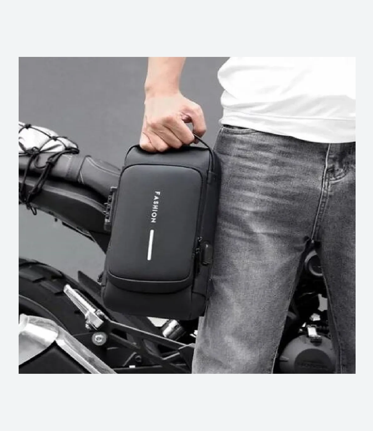 Mochila Cruzada Bandolera Impermeable Antirrobo Fashion Color Negro - Imagen 9