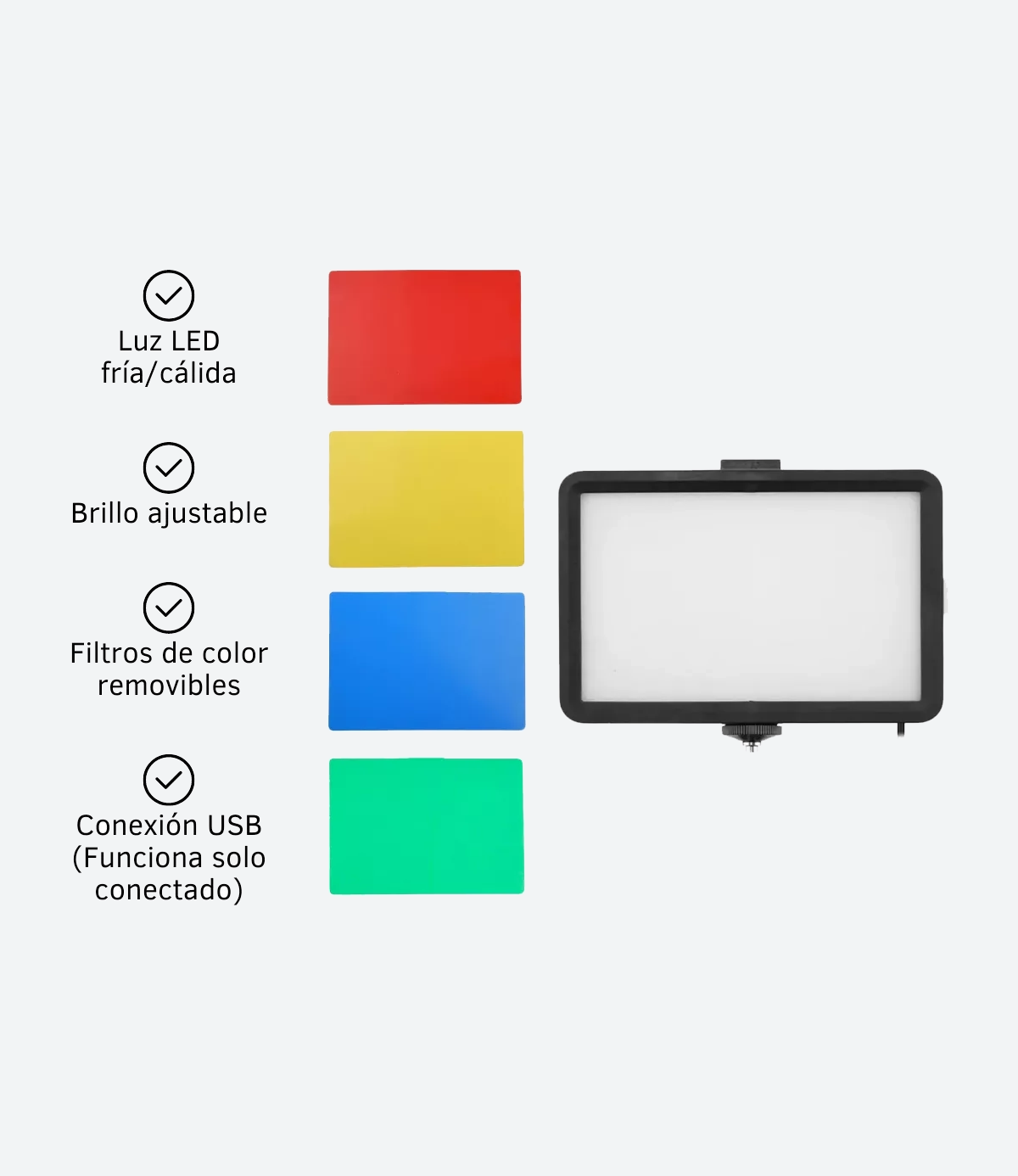 Panel Luz Led Usb Con Filtros Colores Removibles Fotografía - Imagen 6