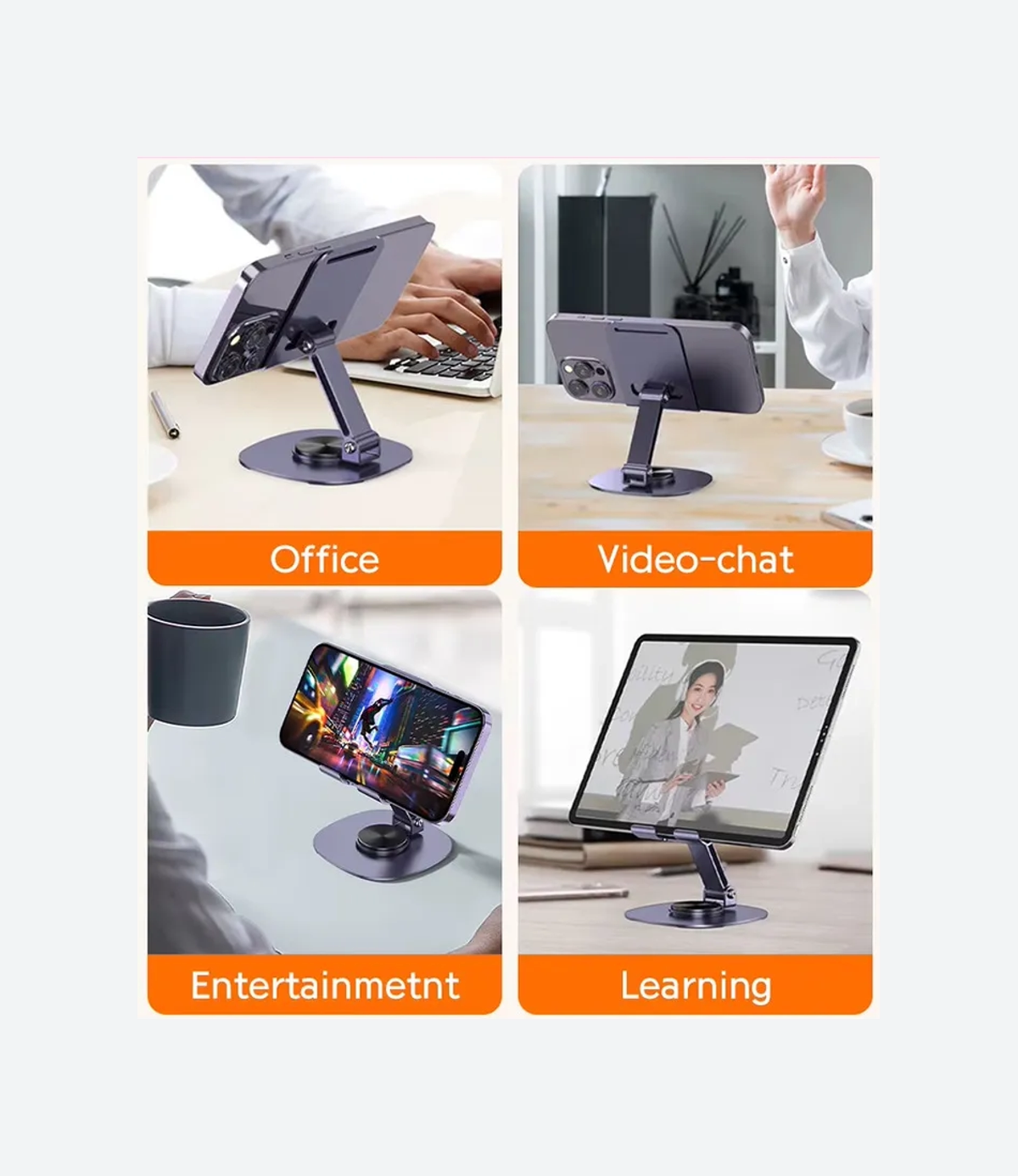 Soporte Apoya Celular Escritorio Giratorio 360 Ajustable Metal - Imagen 6