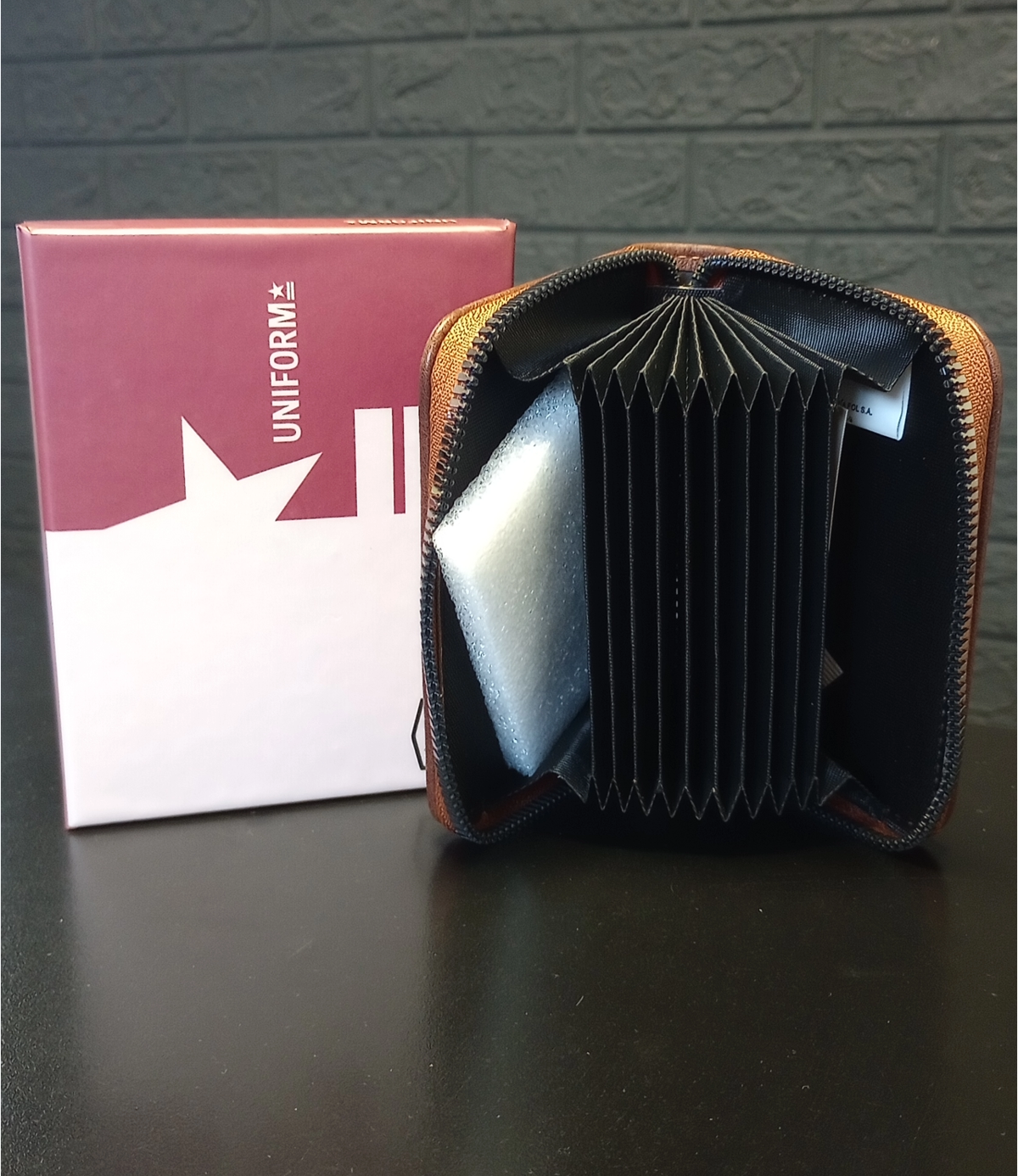 Tarjetero Billetera Hombre Pu Uniform - Marrón Liso - Imagen 3