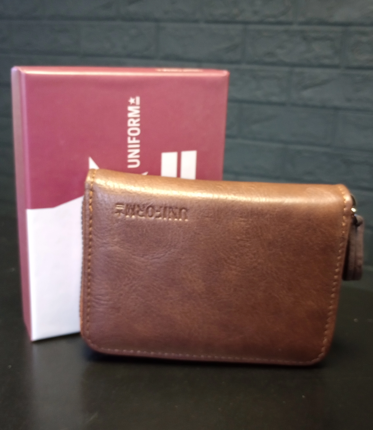 Tarjetero Billetera Hombre Pu Uniform - Marrón Liso