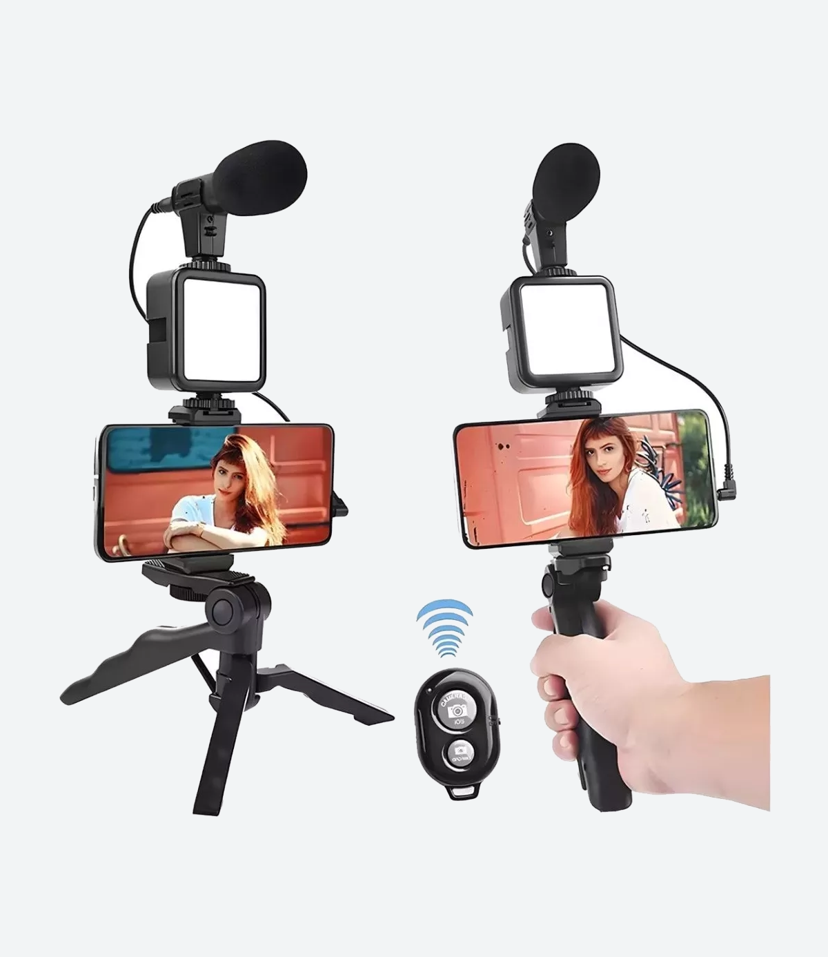 Kit Streaming Video Micrófono Trípode Led Iluminador Celular - Imagen 7