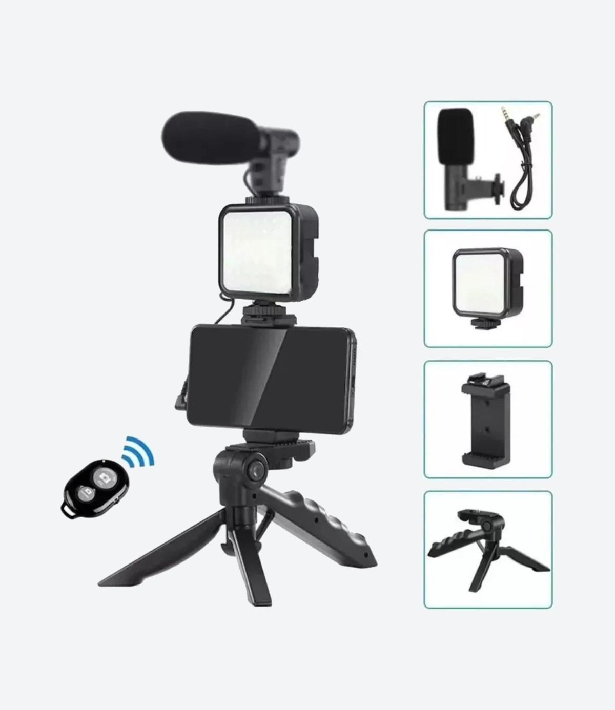 Kit Streaming Video Micrófono Trípode Led Iluminador Celular - Imagen 5