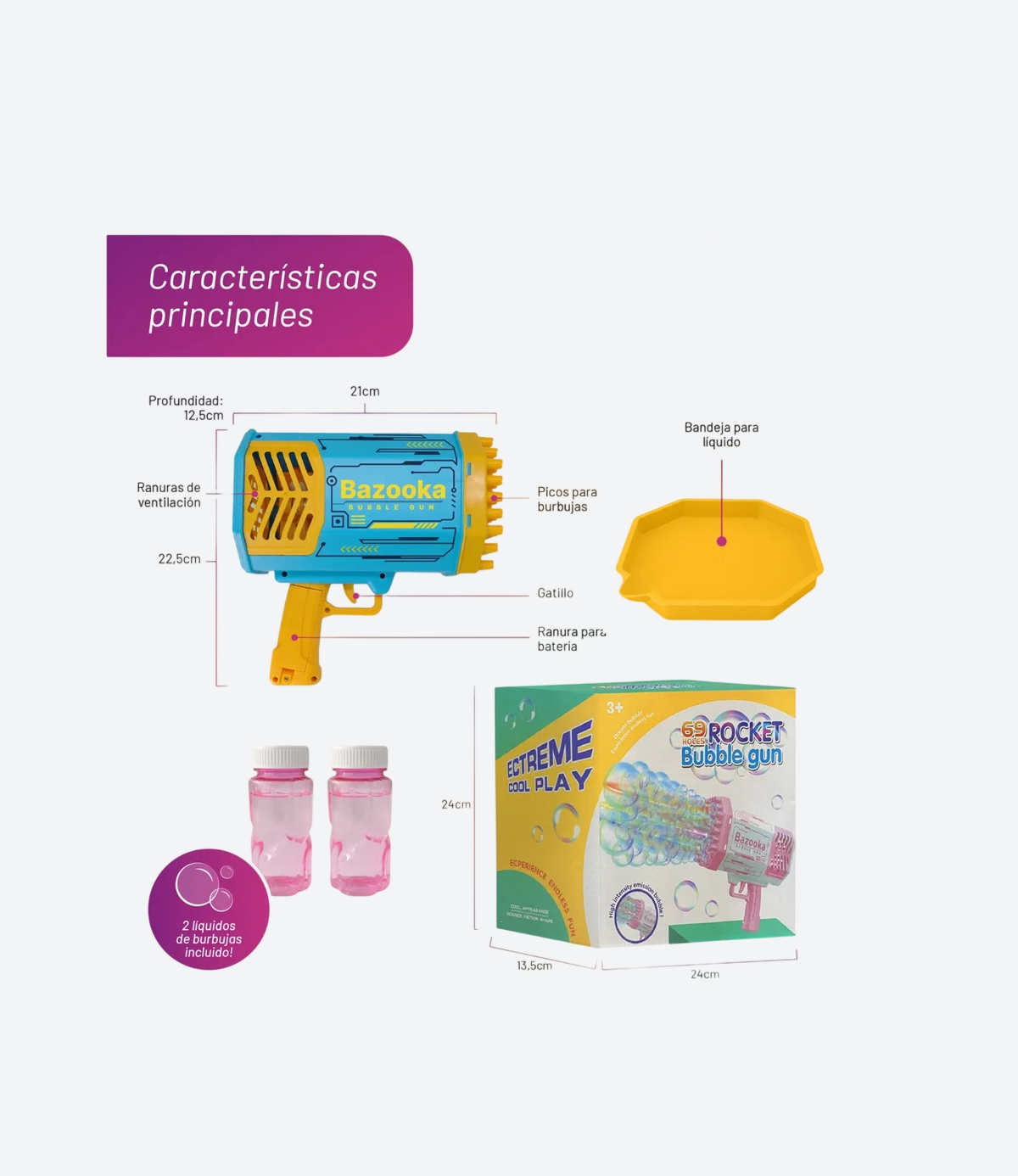 Burbujero Pistola Bazooka Automático Recargable - 04
