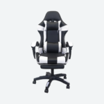 Silla Gamer R-TECH Apoya Pies Blanco y Negro - 01