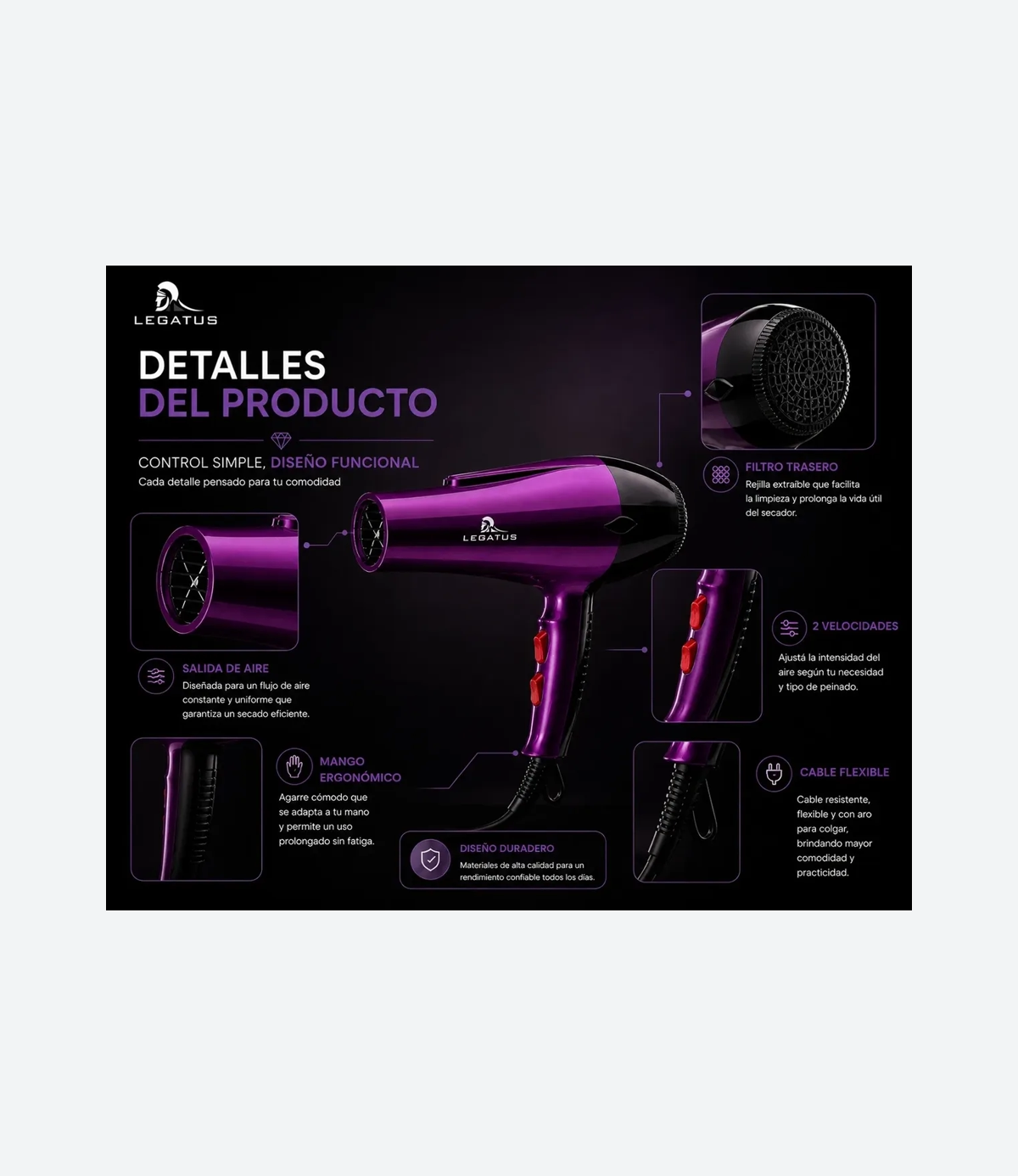 Secador de Pelo Legatus LSE 101A - 03